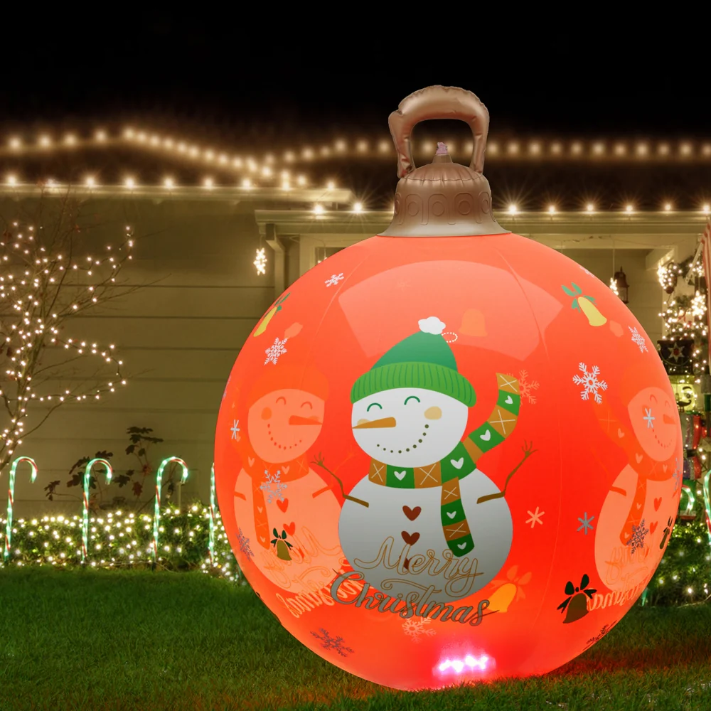 Christmas Inflatable Ball 60cm Illuminated Led Snowman Xmas Decor - Image 7