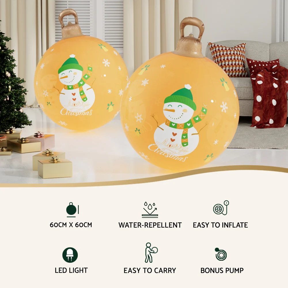 Christmas Inflatable Ball 60cm Led Illuminated Snowman Xmas Decor - Image 4