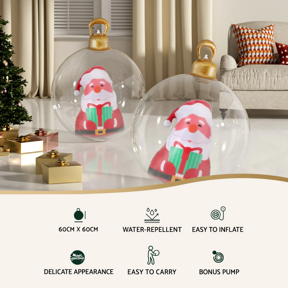 Christmas Inflatable Ball 60cm Santa Decoration Giant Bauble Clear - Image 4