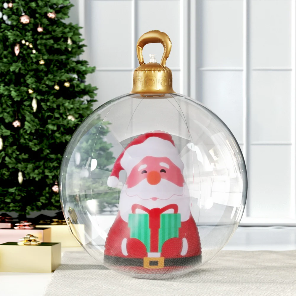 Christmas Inflatable Ball 60cm Santa Decoration Giant Bauble Clear - Image 7