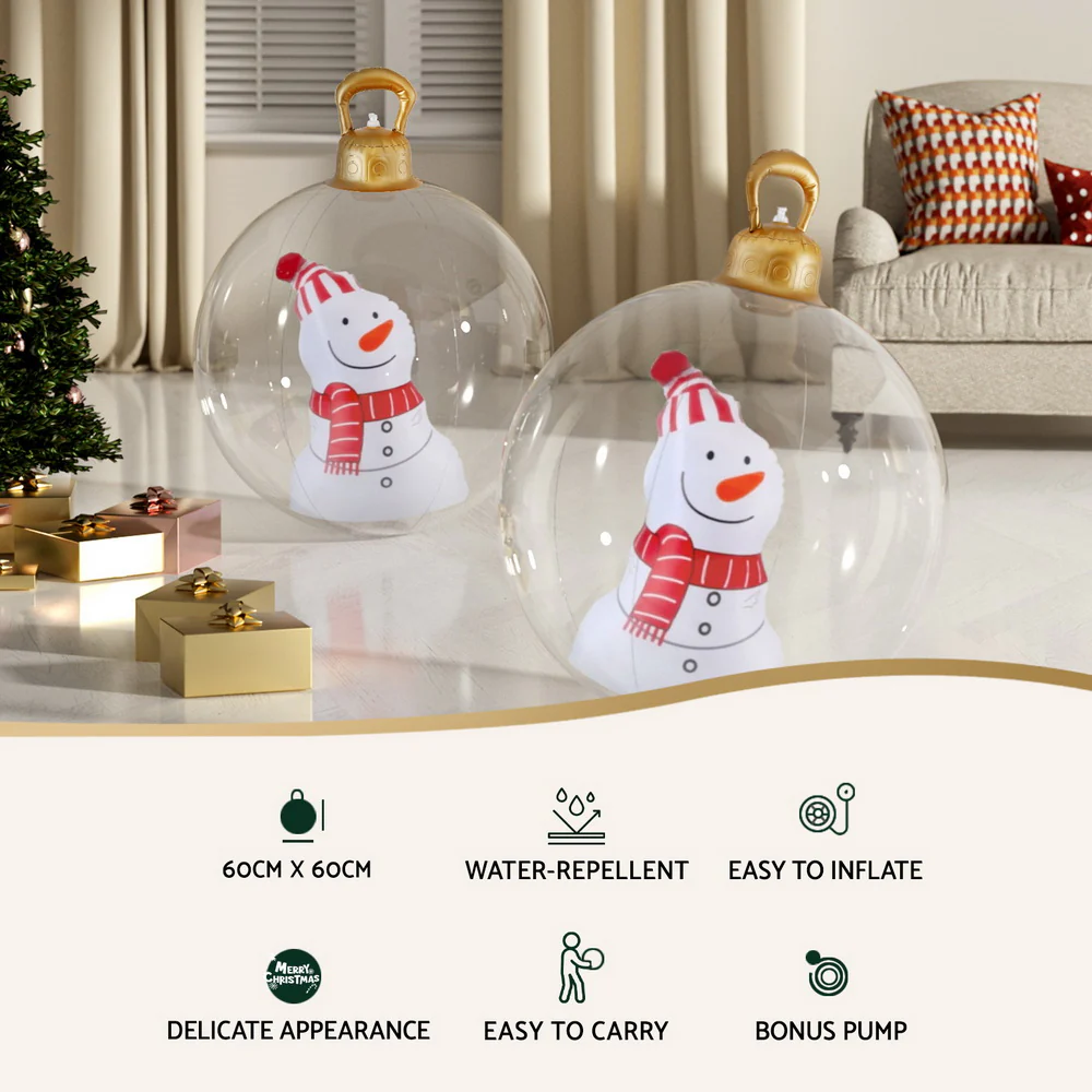 Christmas Inflatable Ball 60cm Snowman Decoration Giant Bauble - Image 4
