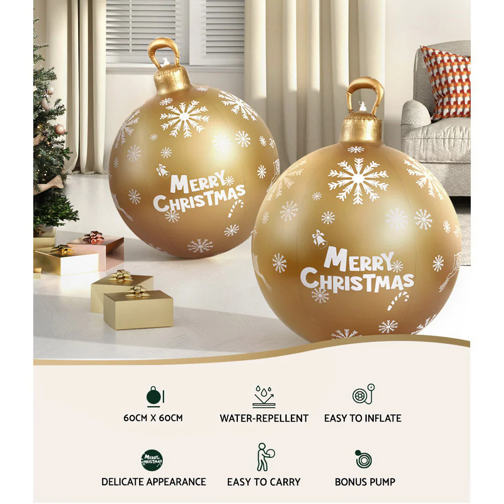 Christmas Inflatable Ball Bauble 60cm Outdoor Decoration Gold - Image 4