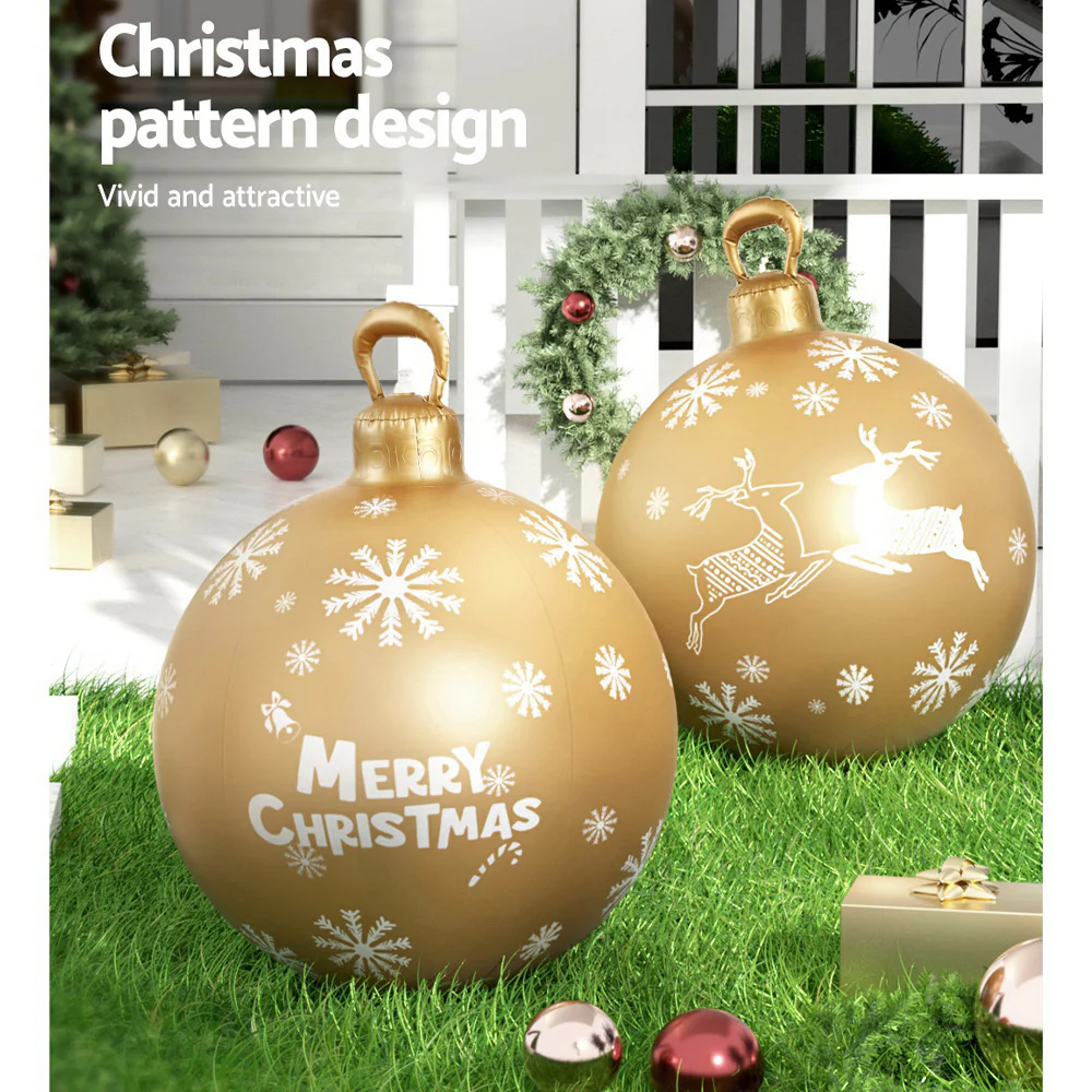 Christmas Inflatable Ball Bauble 60cm Outdoor Decoration Gold - Image 6