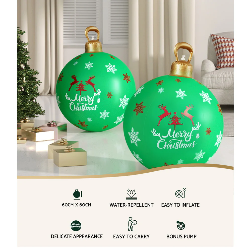Christmas Inflatable Ball Bauble 60cm Outdoor Decoration Green - Image 4