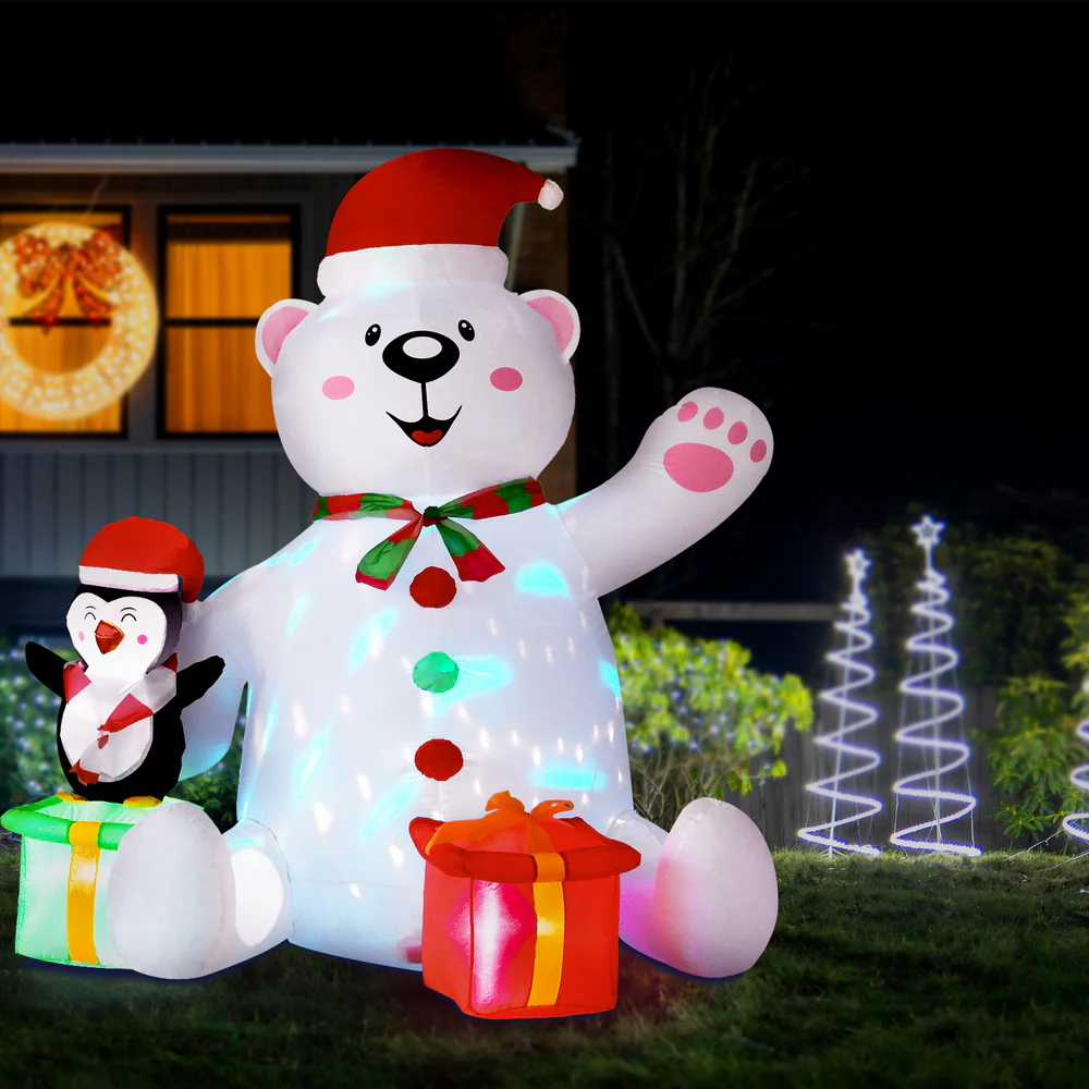 Christmas Inflatable Bear 1.8M Height LED Outdoor Decorations Illuminated - Image 7