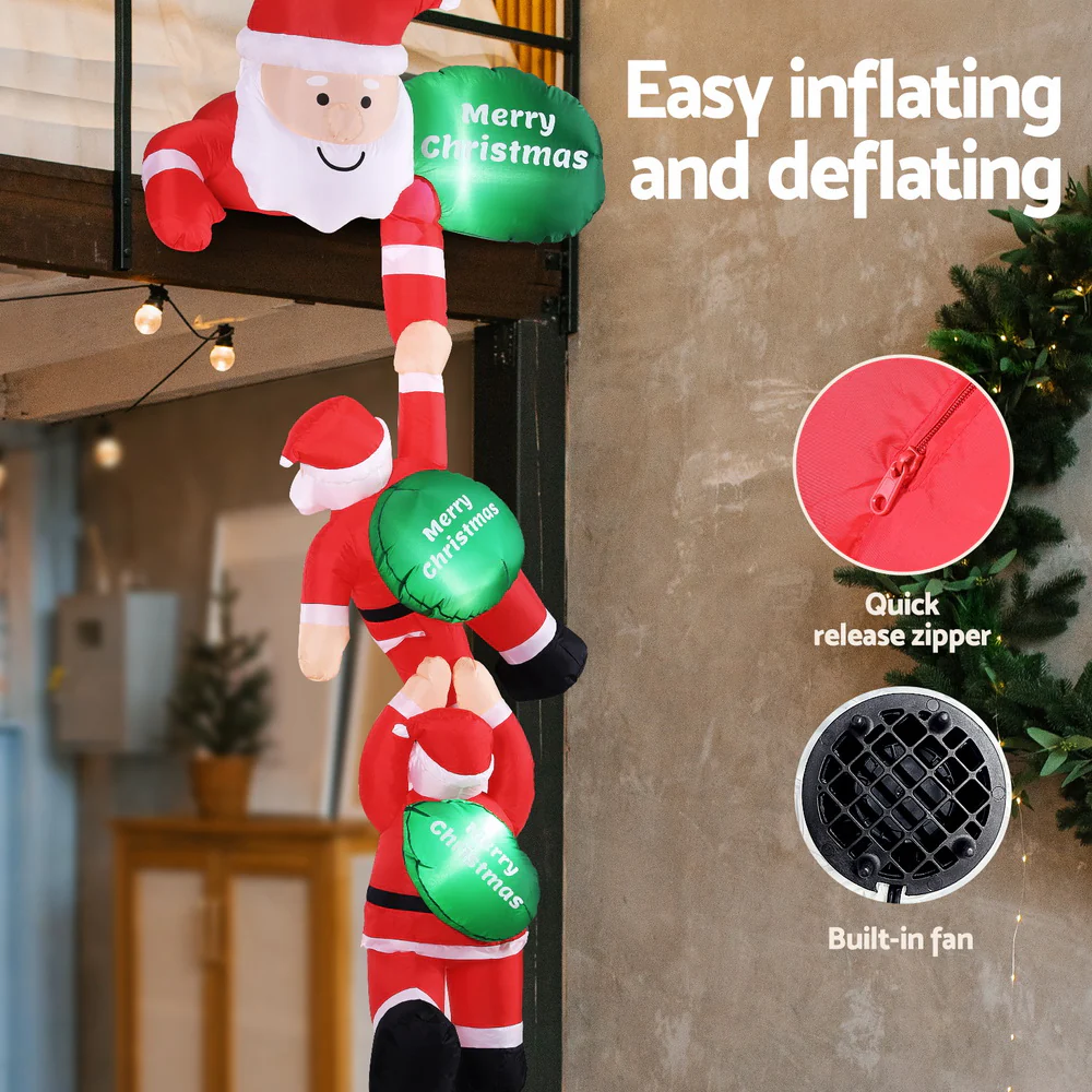 Christmas Inflatable Climbing Santa 2.5M Height LED Decorations Illuminated - Image 5
