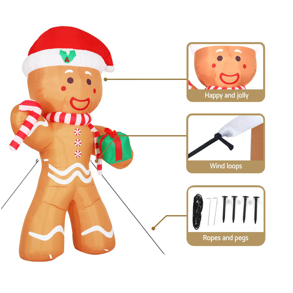 Christmas Inflatable Gingerbread Man 2.4M Illuminated Decorations - Image 6