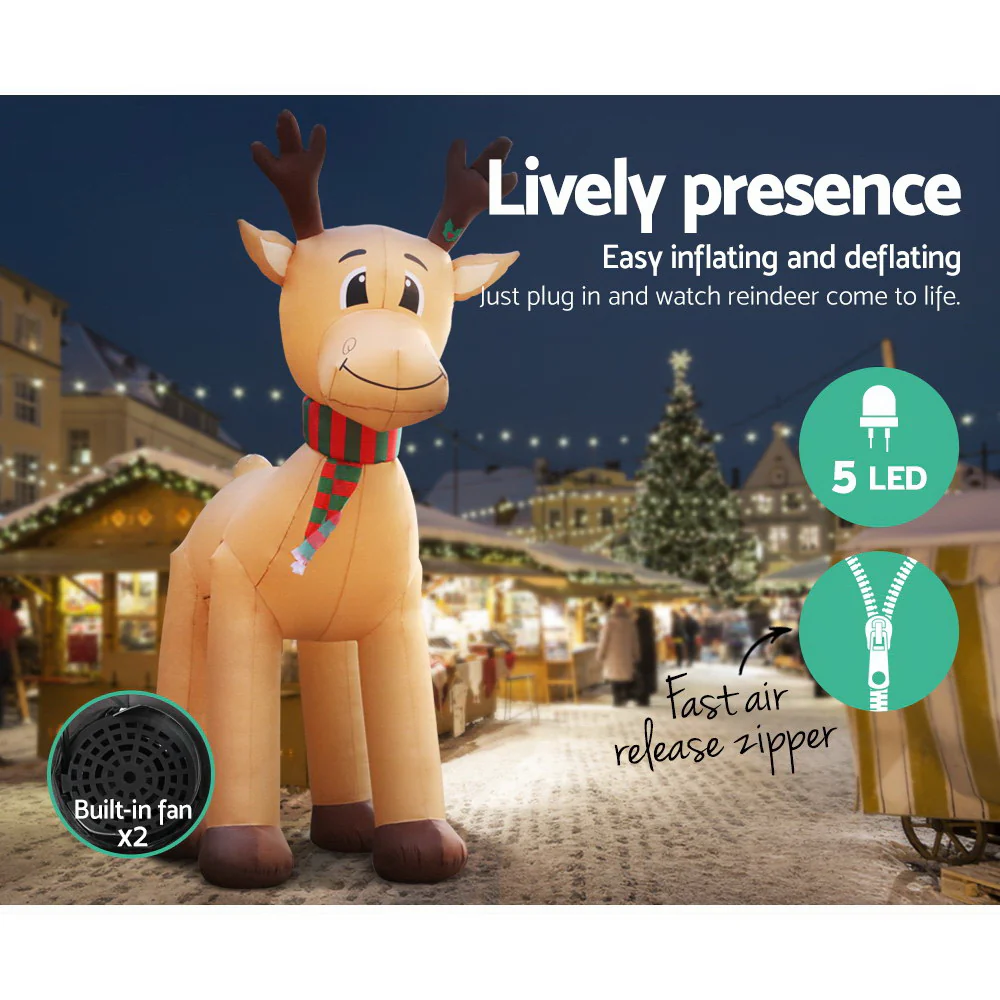 Christmas Inflatable Reindeer 5M Illuminated Decorations - Image 6