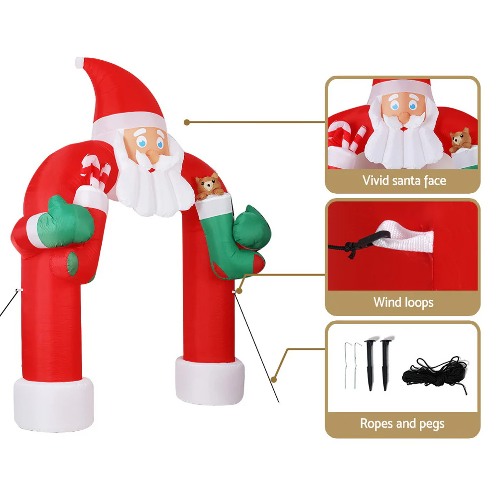 Christmas Inflatable Santa Archway 2.3M Outdoor Decorations Lights - Image 5