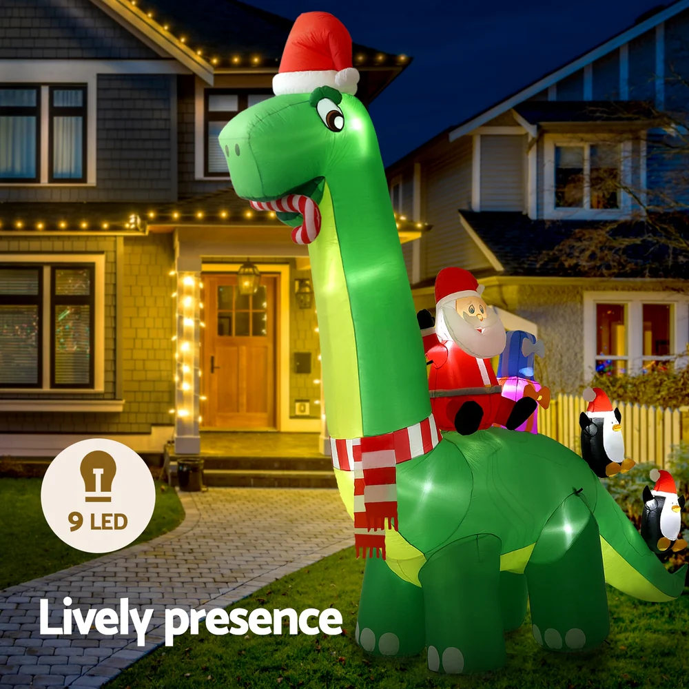 Christmas Inflatable Santa Dinosaur 3.8M Illuminated Decorations - Image 3