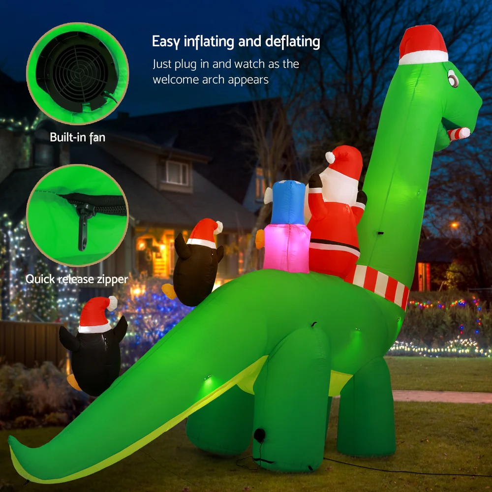 Christmas Inflatable Santa Dinosaur 3.8M Illuminated Decorations - Image 4