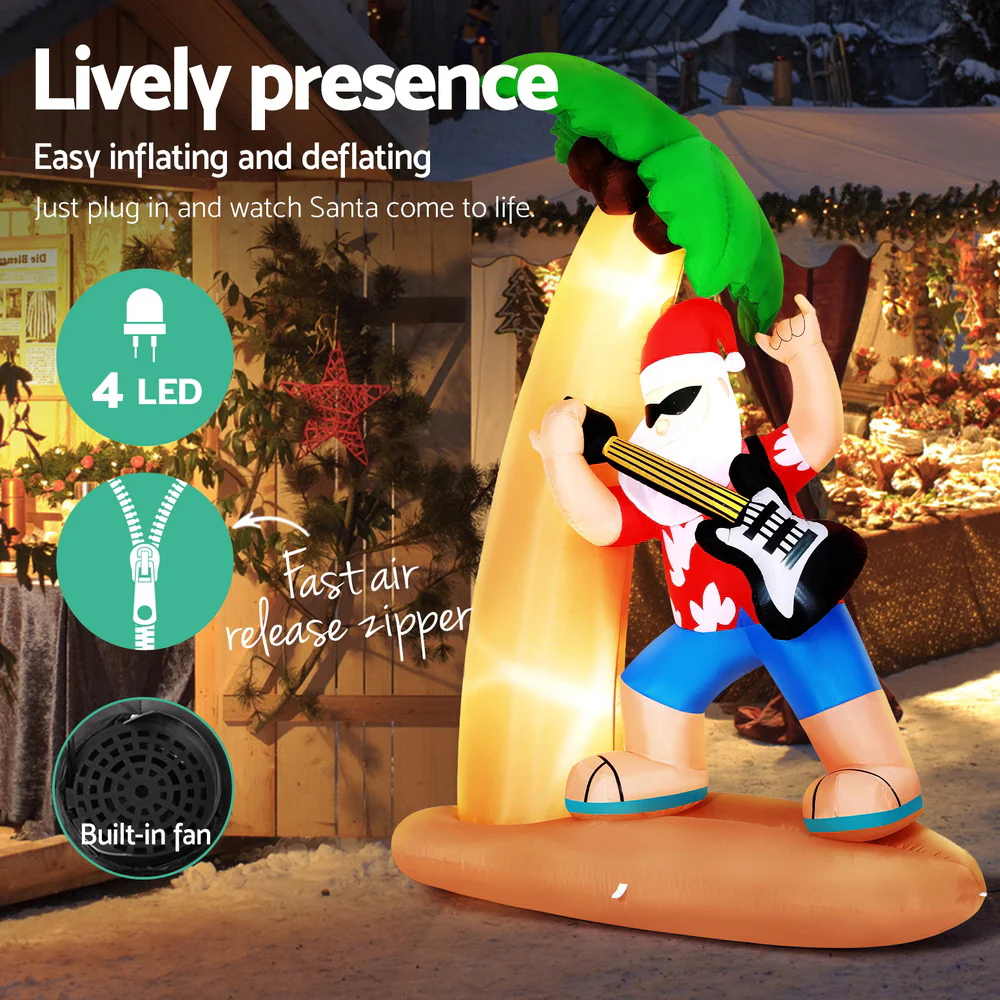 Christmas Inflatable Santa Guitar 2.1M Led Illuminated Decorations - Image 4