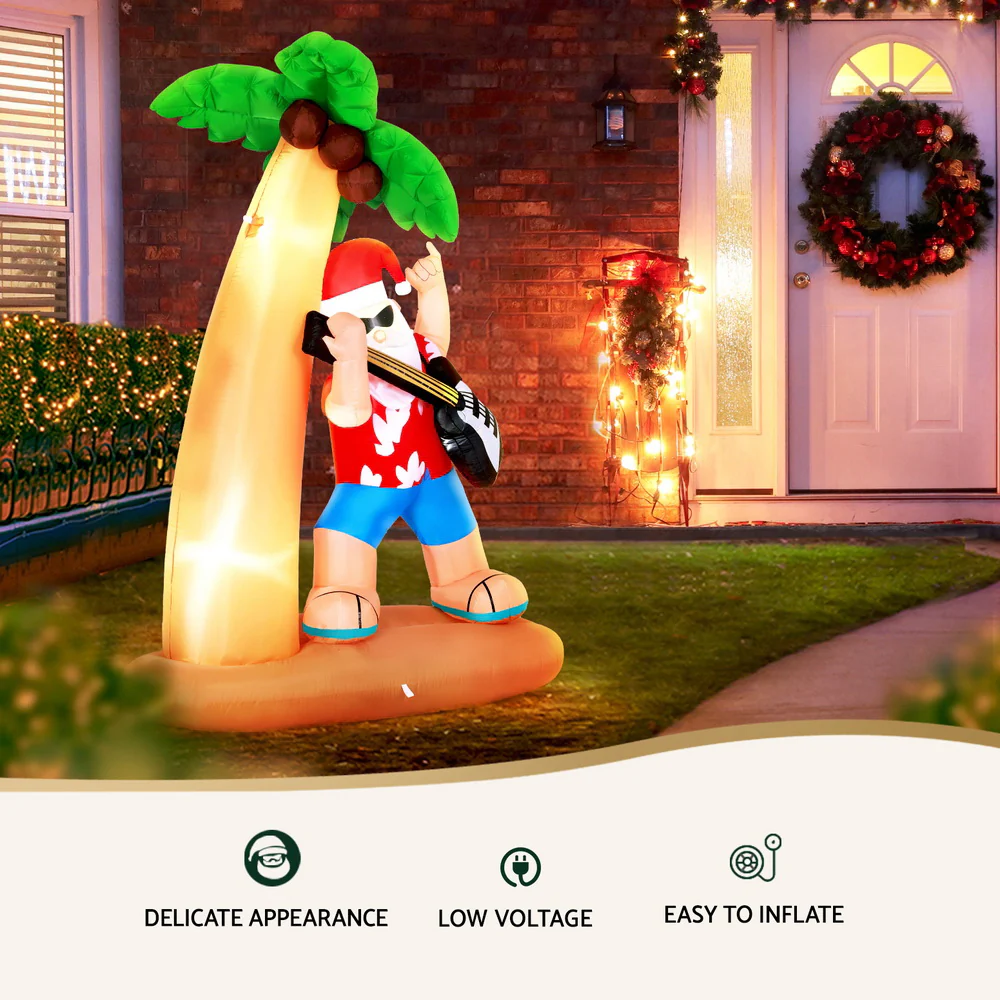 Christmas Inflatable Santa Guitar 2.1M Led Illuminated Decorations - Image 5