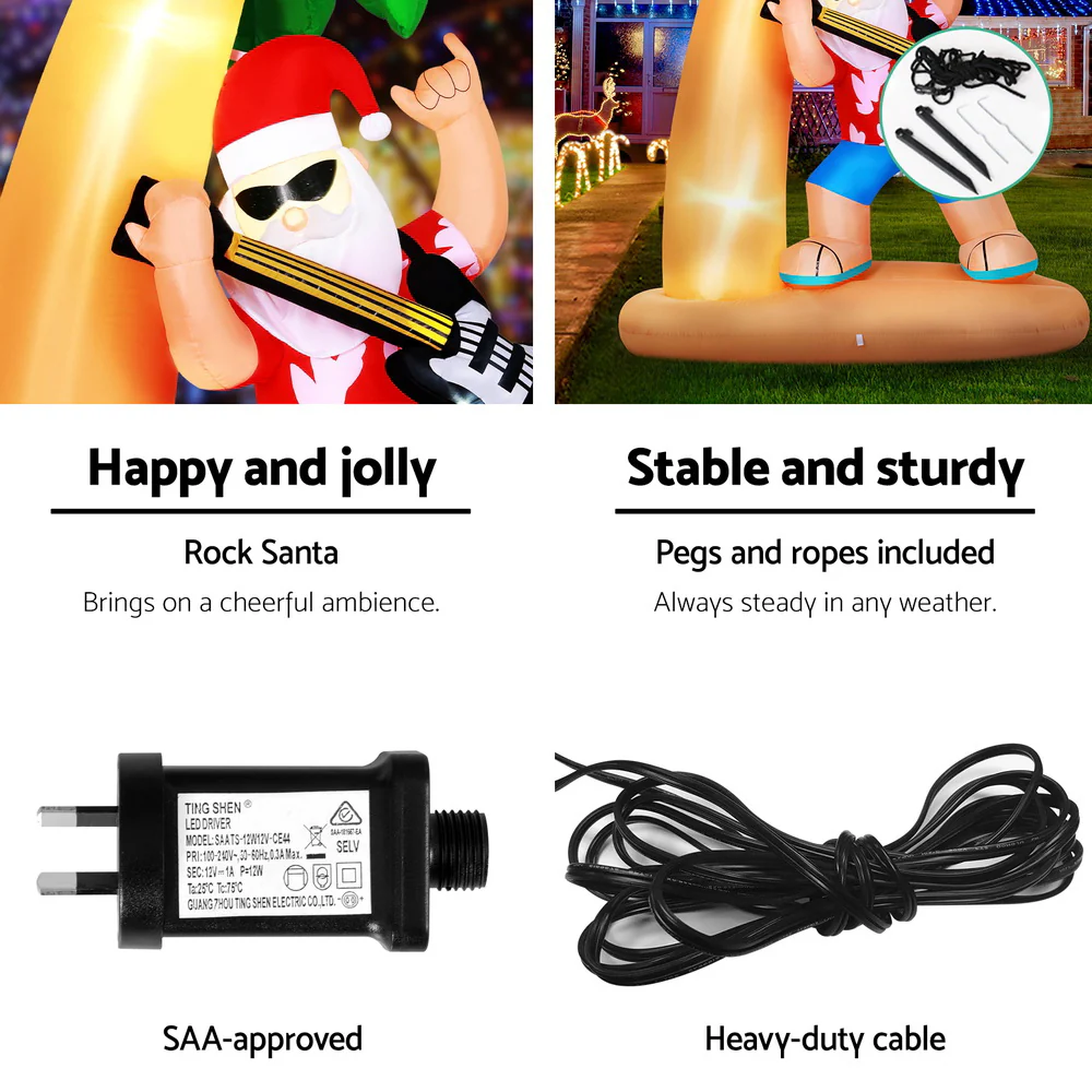 Christmas Inflatable Santa Guitar 2.1M Led Illuminated Decorations - Image 6