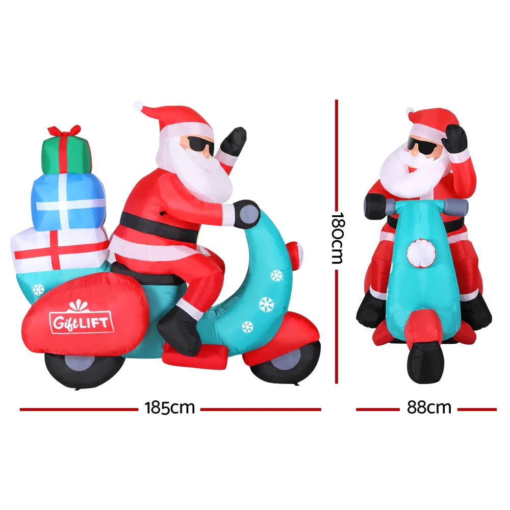 Christmas Inflatable Santa Motorbike LED Illuminated Decorations - Image 2