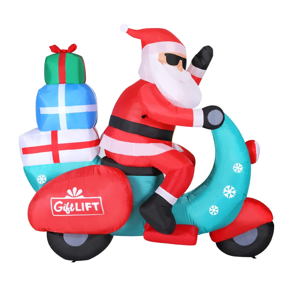 Christmas Inflatable Santa Motorbike LED Illuminated Decorations - Image 3