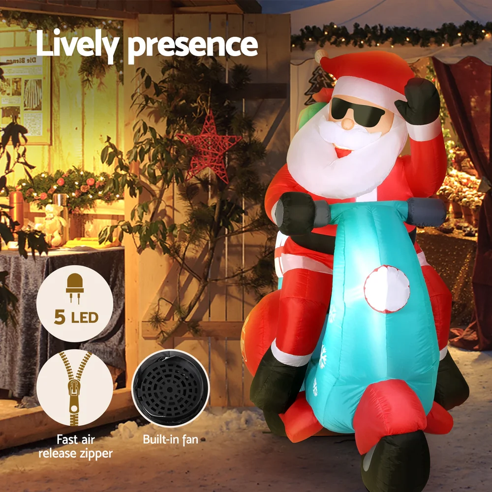 Christmas Inflatable Santa Motorbike LED Illuminated Decorations - Image 4