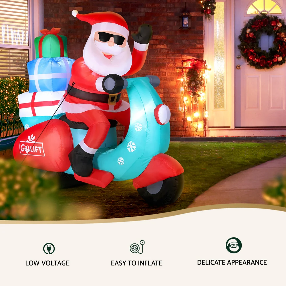 Christmas Inflatable Santa Motorbike LED Illuminated Decorations - Image 5