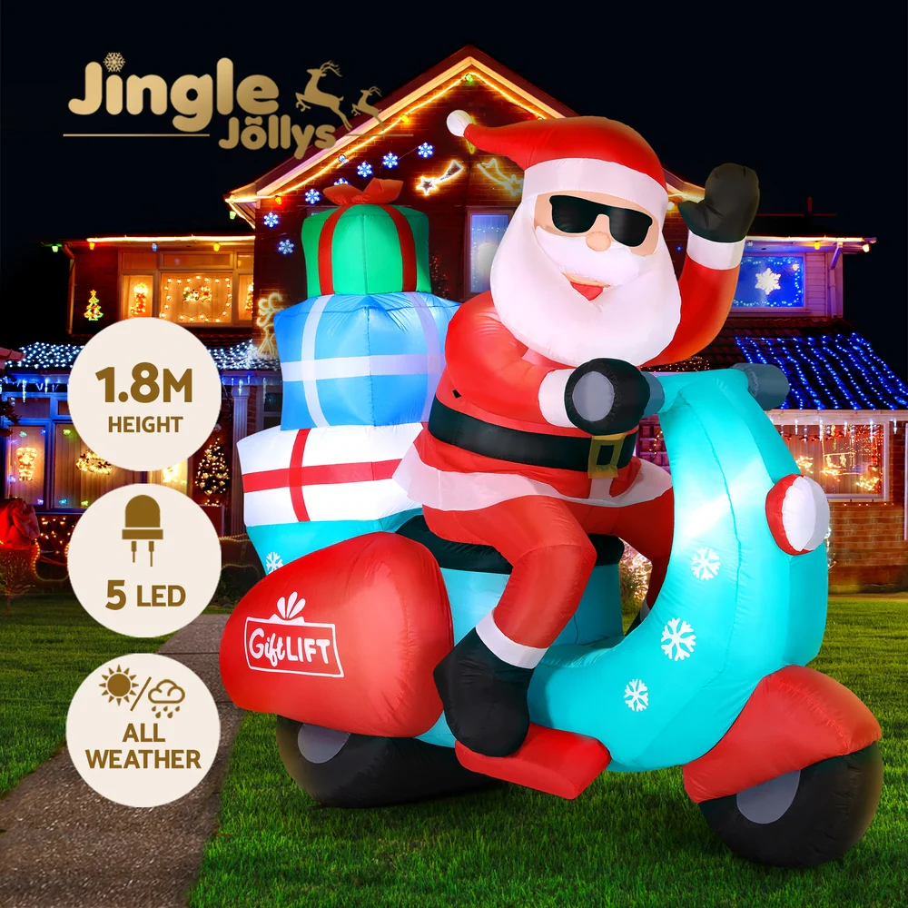 Christmas Inflatable Santa Motorbike LED Illuminated Decorations - Image 7