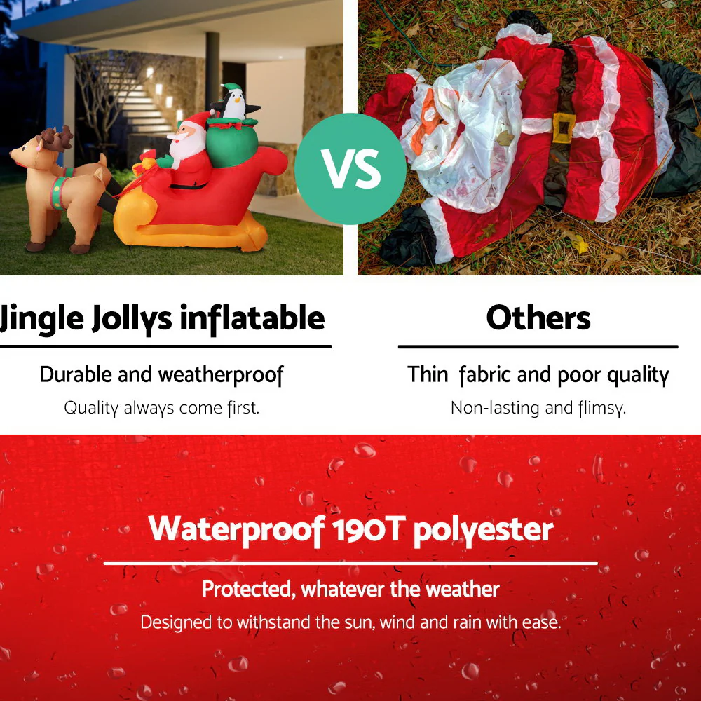 Christmas Inflatable Santa Sleigh 2.2M Illuminated Decorations - Image 4