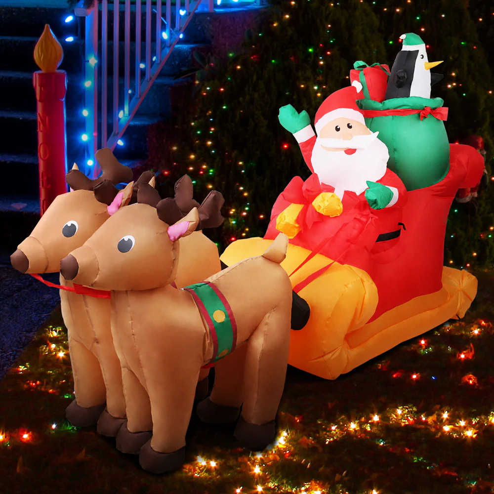 Christmas Inflatable Santa Sleigh 2.2M Illuminated Decorations - Image 7