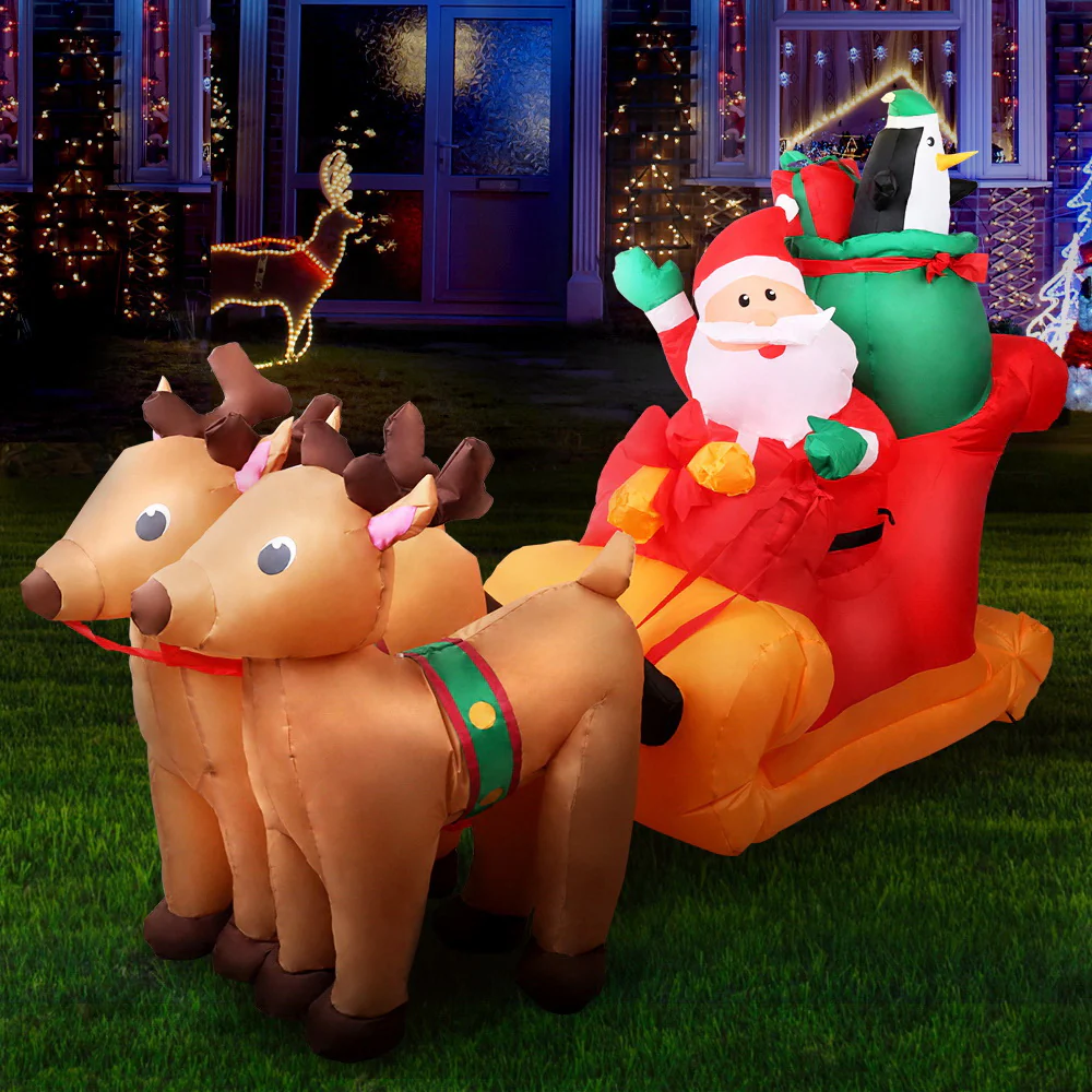 Christmas Inflatable Santa Sleigh 2.2M Illuminated Decorations - Image 8