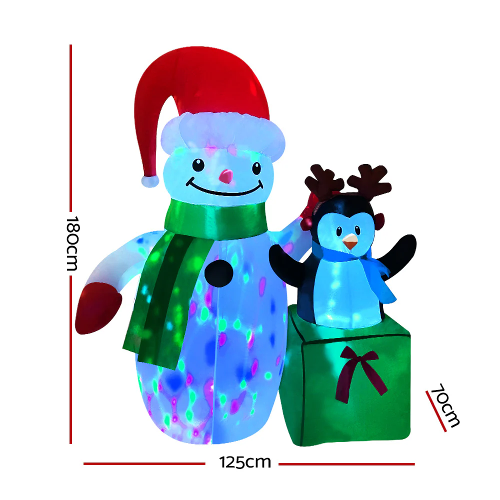Christmas Inflatable Snowman 1.8M Illuminated Decorations - Image 2