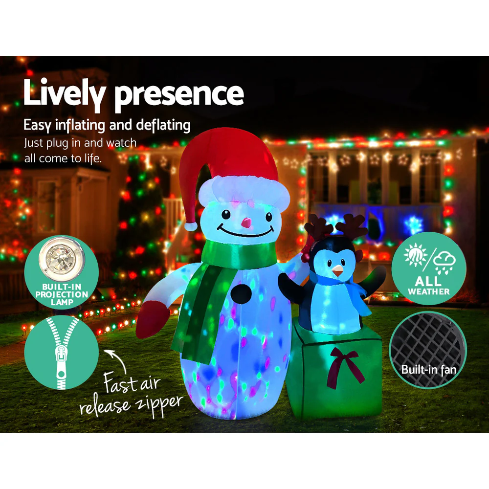Christmas Inflatable Snowman 1.8M Illuminated Decorations - Image 6