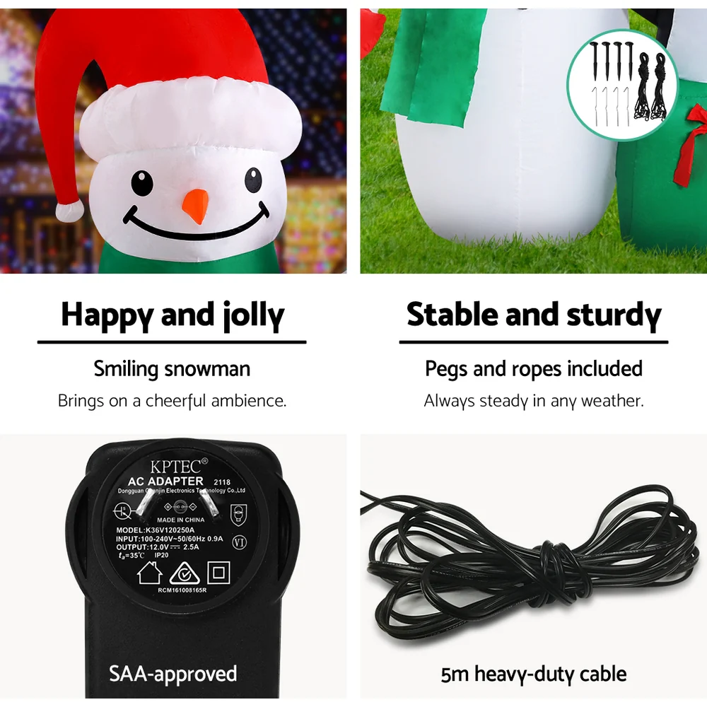Christmas Inflatable Snowman 1.8M Illuminated Decorations - Image 7