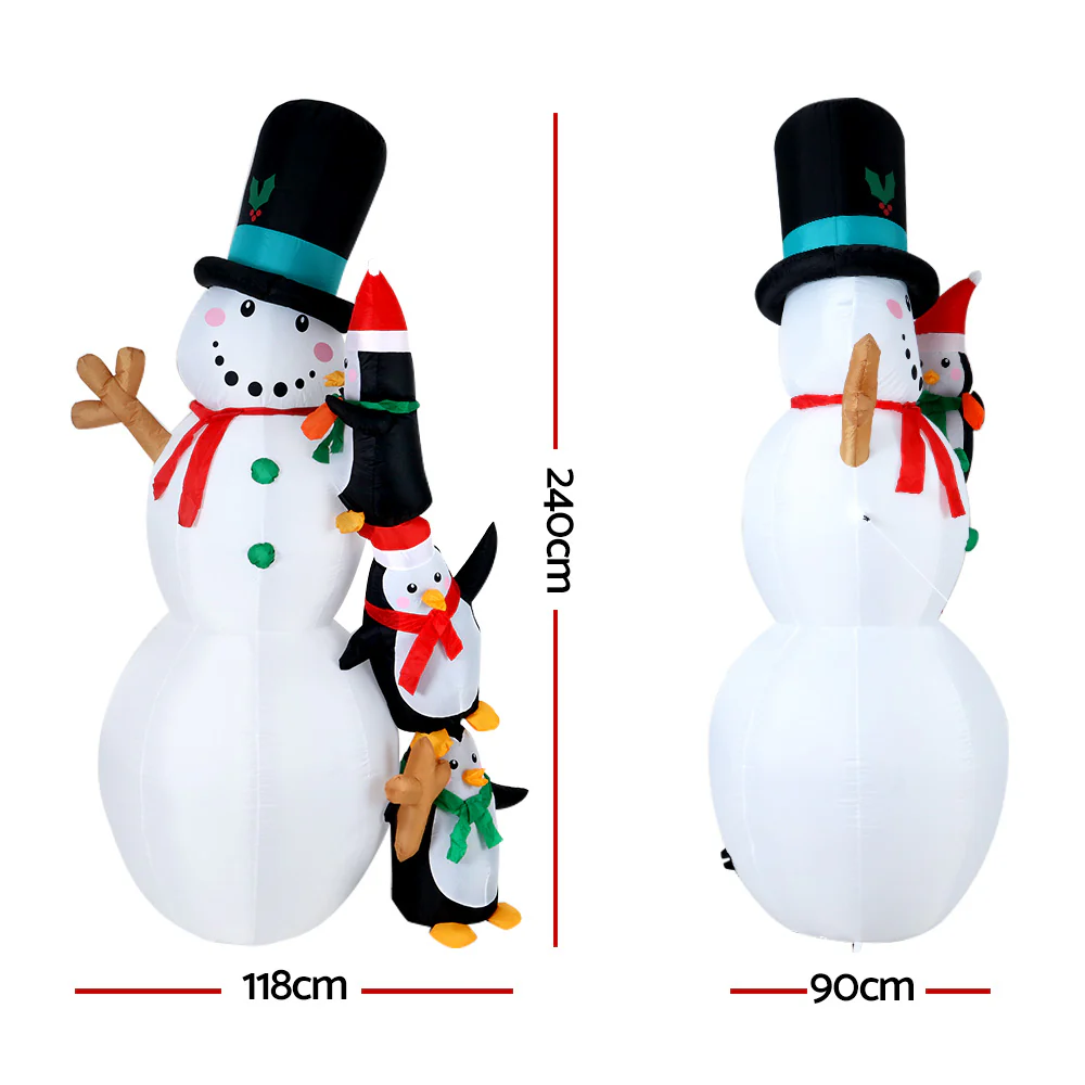 Christmas Inflatable Snowman 2.4M Illuminated Decorations - Image 2