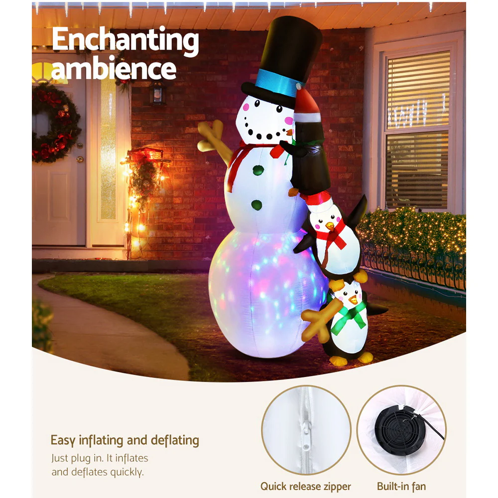 Christmas Inflatable Snowman 2.4M Illuminated Decorations - Image 6