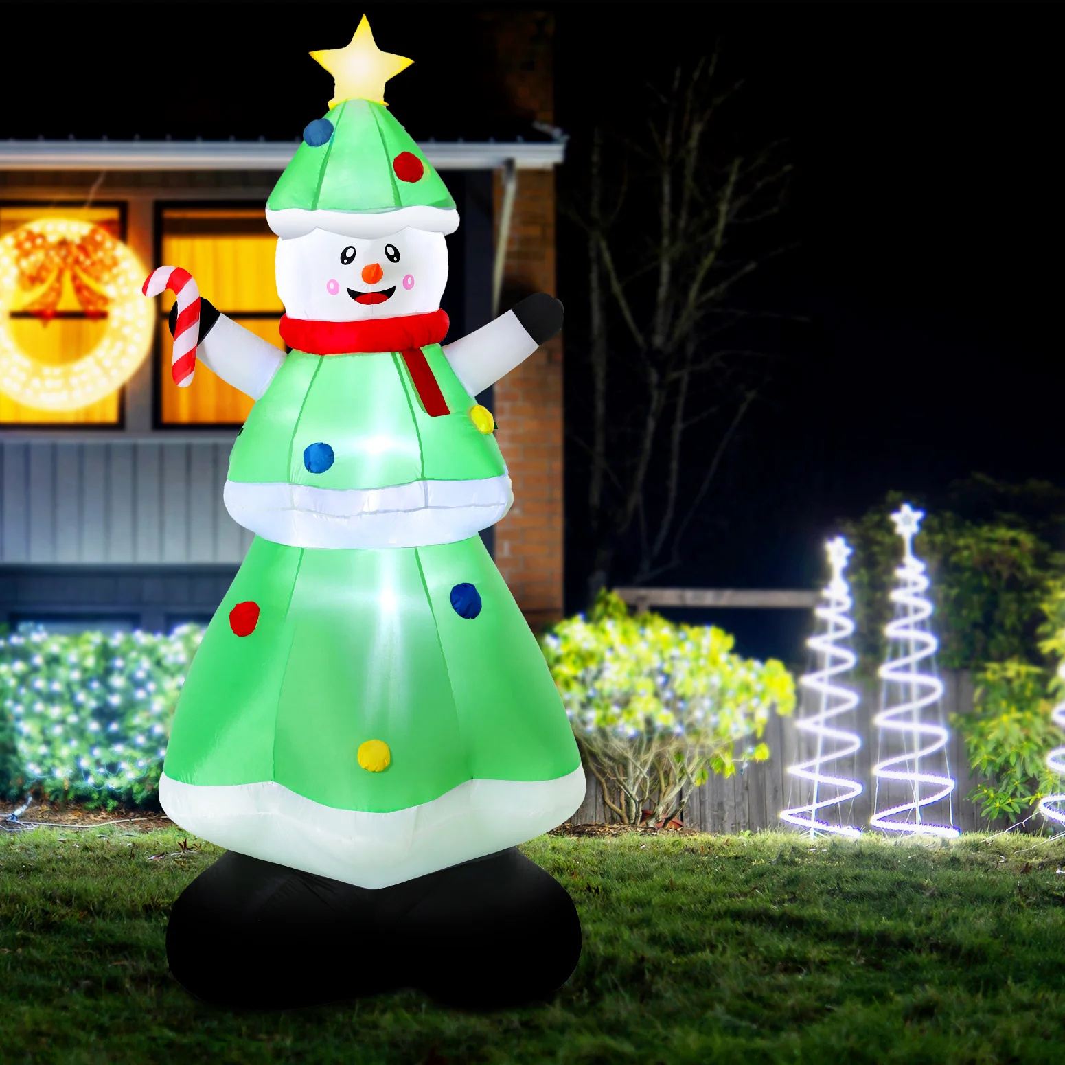 Christmas Inflatable Snowman Tree 2.75M Height LED Decorations Illuminated - Image 6