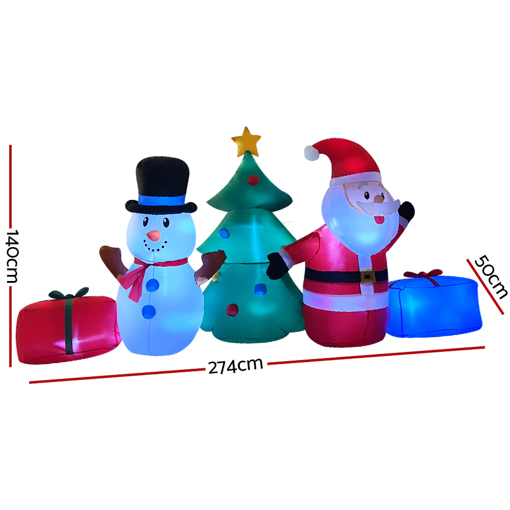 Christmas Inflatable Tree Snowman 2.7M Illuminated Decorations - Image 2