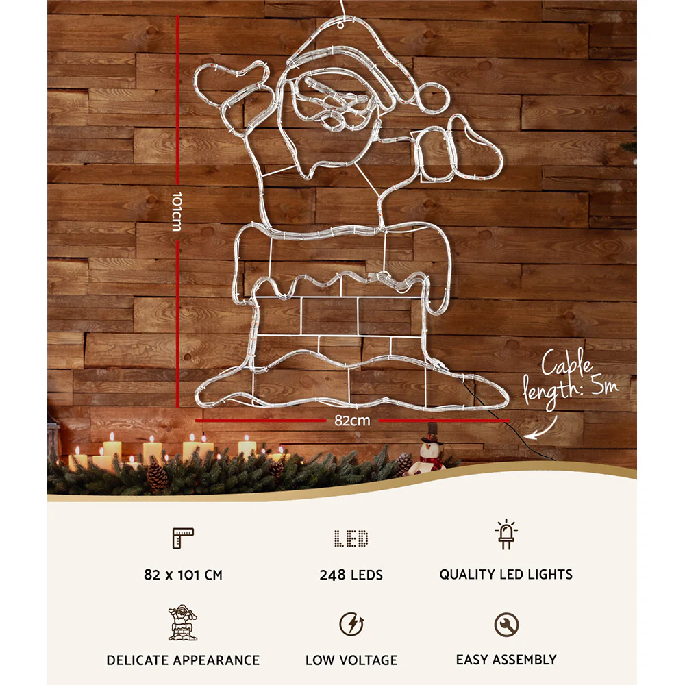 Christmas Lights 101cm Santa 248 LED Decorations - Image 3