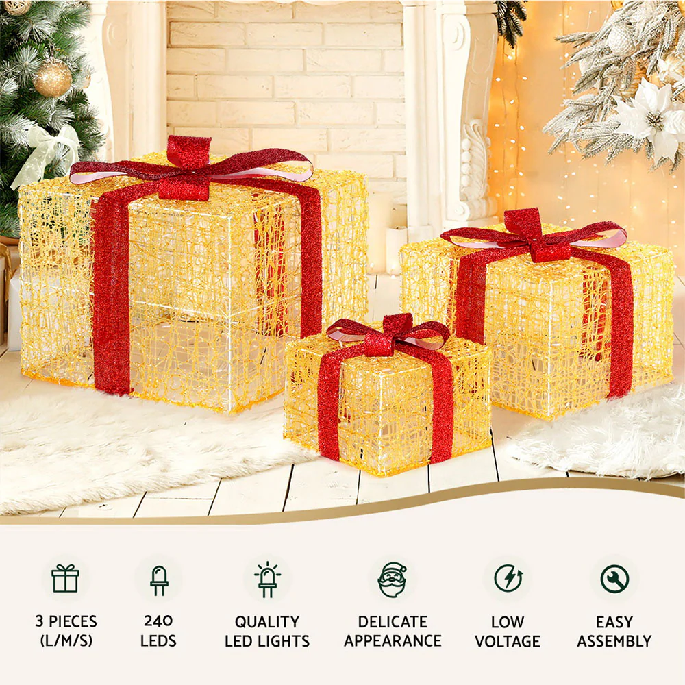 Christmas Lights 240 LED Fairy Light Gift Box 3pcs Decorations - Image 4
