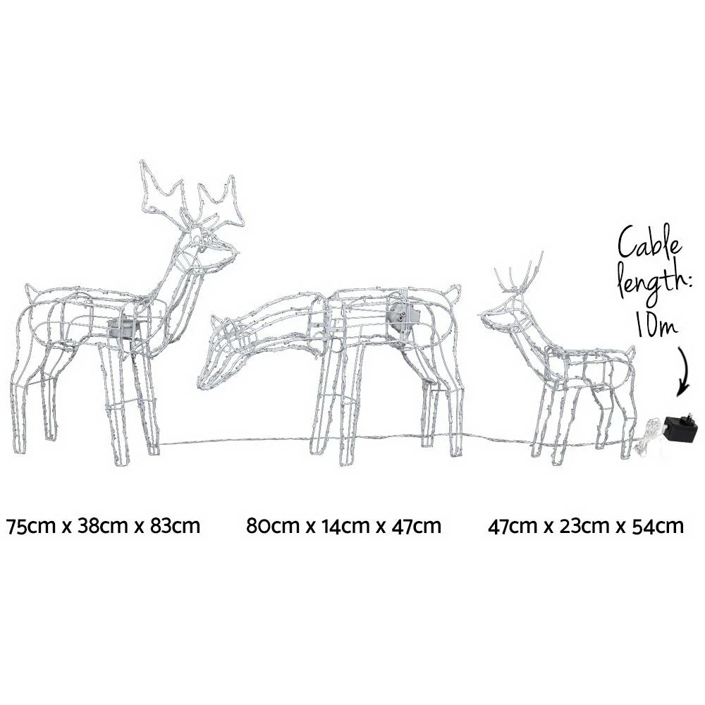 Christmas Lights 3 Pcs Reindeers 250 LED Decorations - Image 2