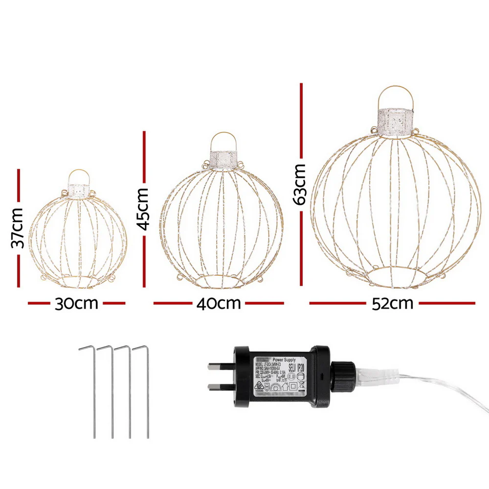 Christmas Lights 320 LED Fairy Light 3pcs Ball Decorations Set - Image 2