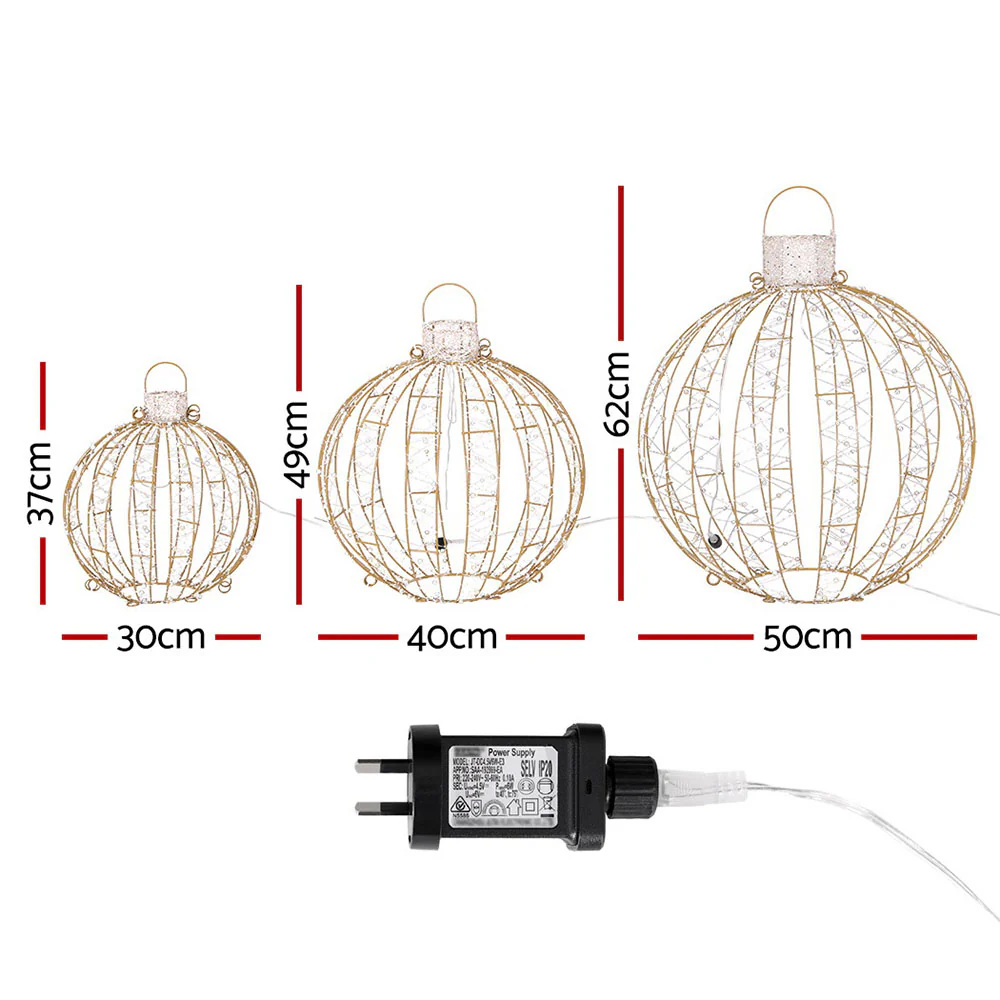 Christmas Lights 360 LED Fairy Light 3pcs Ball Decorations Set - Image 2