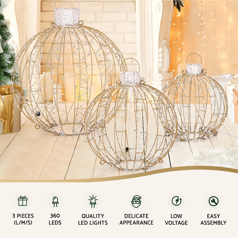 Christmas Lights 360 LED Fairy Light 3pcs Ball Decorations Set - Image 4