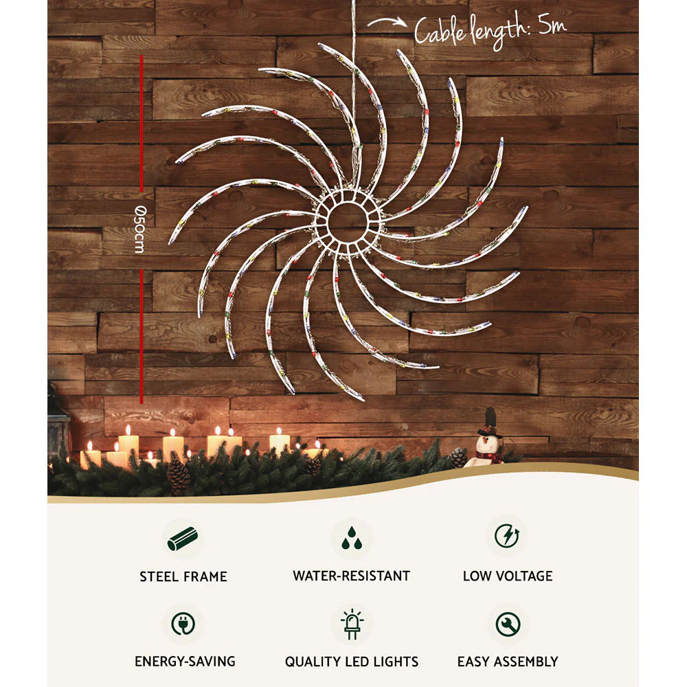 Christmas Lights 50cm Spin 128 LED Decorations - Image 3