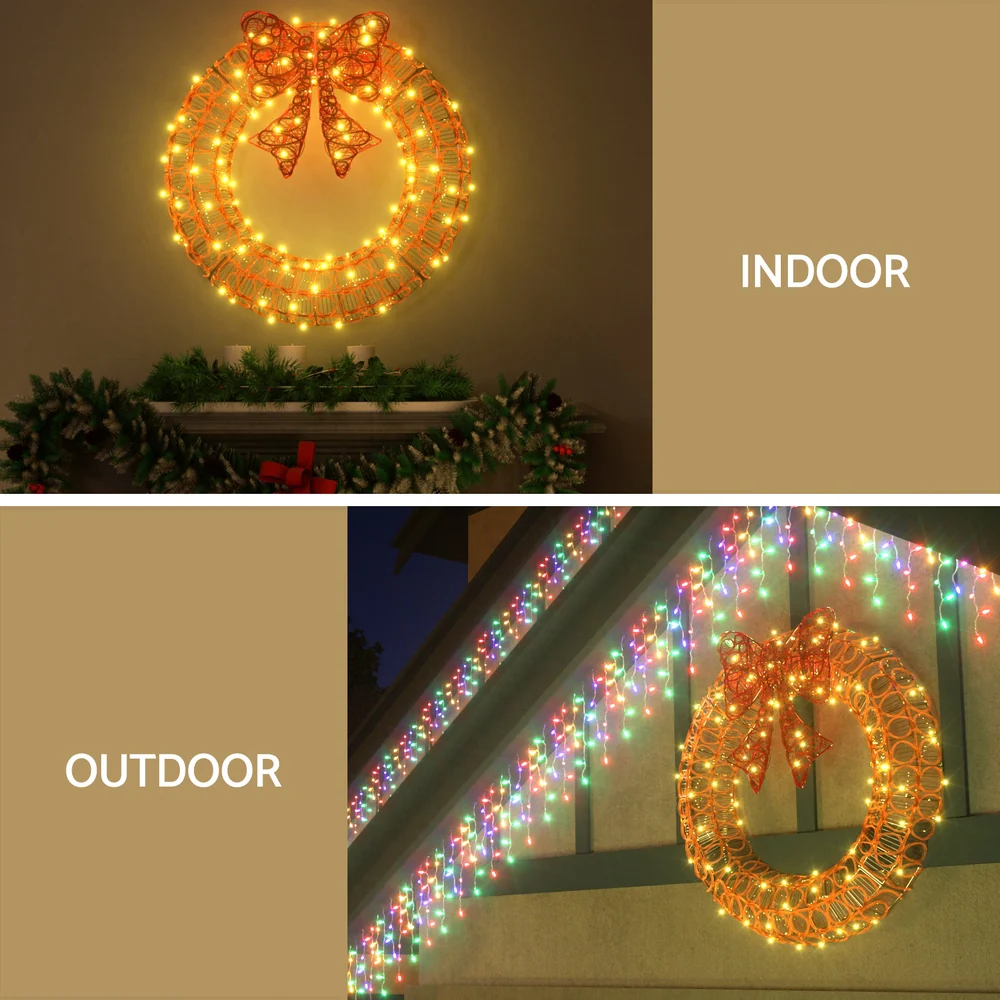 Christmas Lights 60cm Motif 160 LED Solar Wreath Xmas Decorations - Image 4