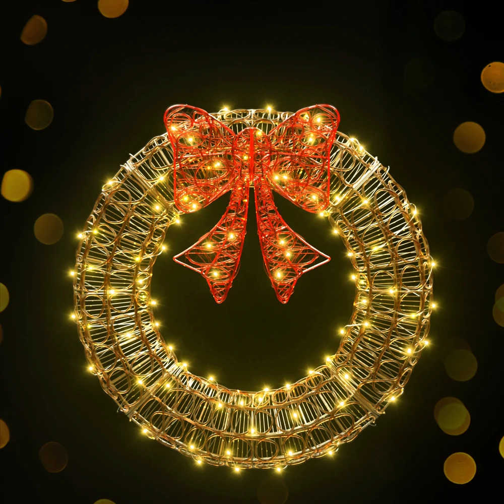 Christmas Lights 60cm Motif 160 LED Solar Wreath Xmas Decorations - Image 6