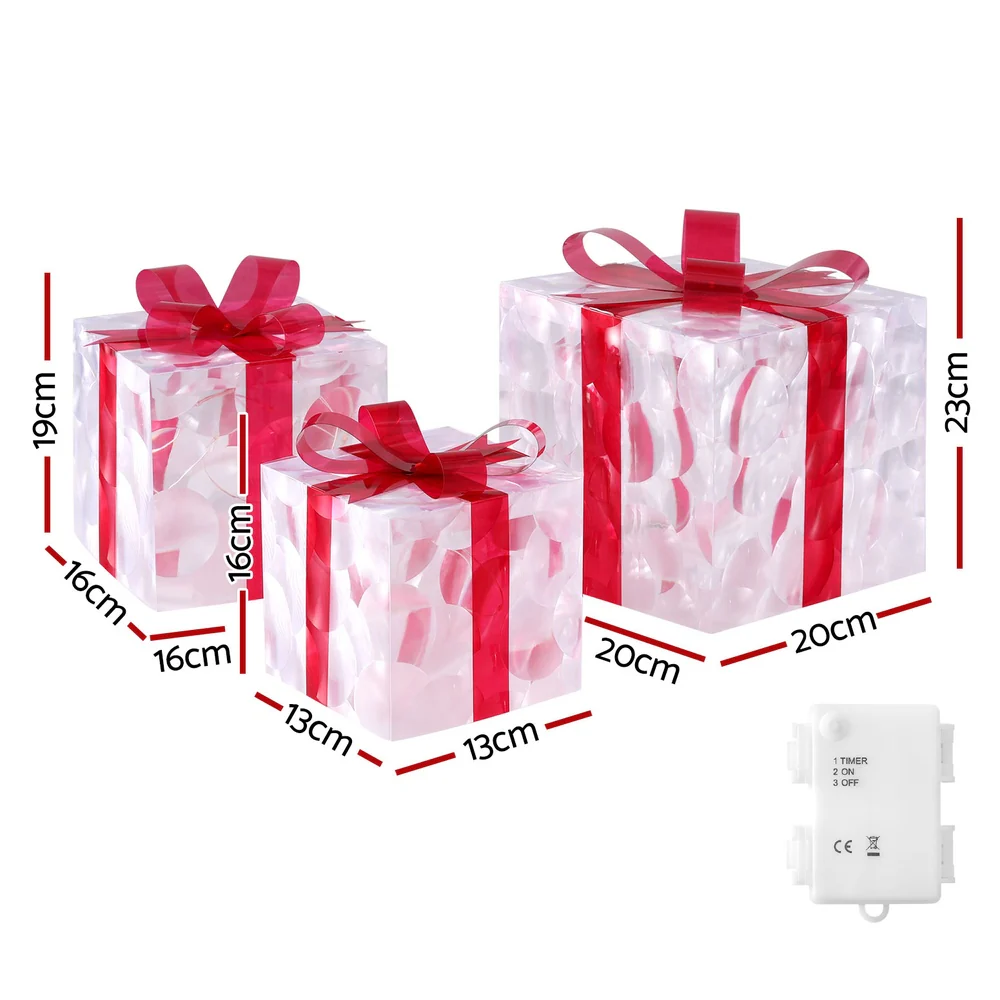 Christmas Lights 70 LED Fairy Light Gift Box 3pcs Decorations Red - Image 2