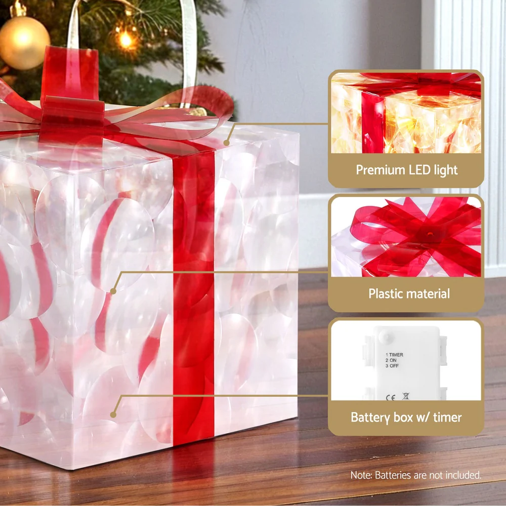 Christmas Lights 70 LED Fairy Light Gift Box 3pcs Decorations Red - Image 6