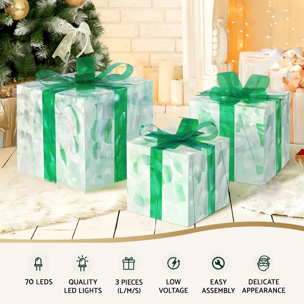 Christmas Lights 70 LED Fairy Light Gift Box 3pcs Decorations Set - Image 4