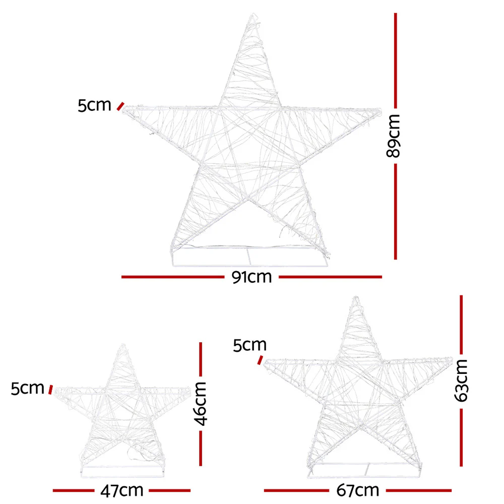 Christmas Lights 900 LED Fairy Light 3pcs Star Decorations Set - Image 2