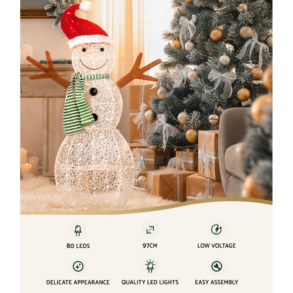 Christmas Lights 97cm Snowman 80 LED Decorations - Image 4