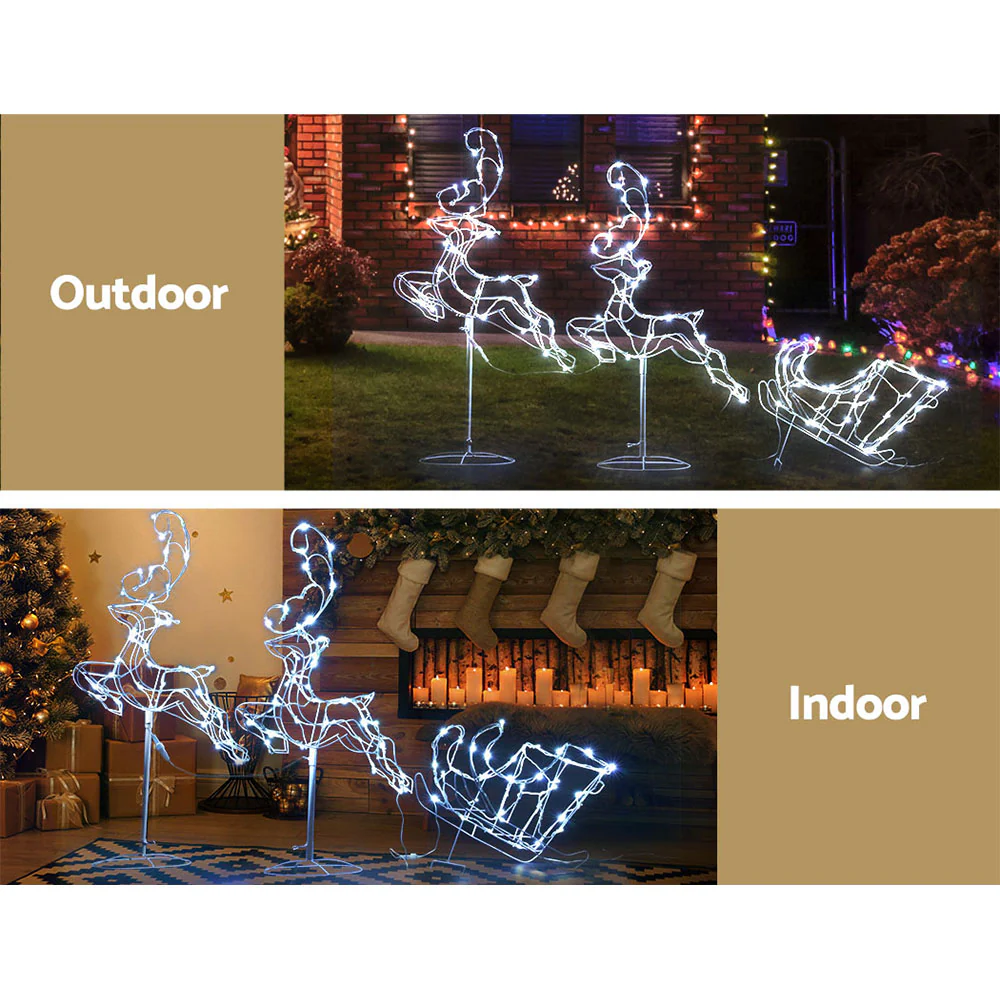 Christmas Lights Reindeer Sleigh 120 LED Decorations - Image 4