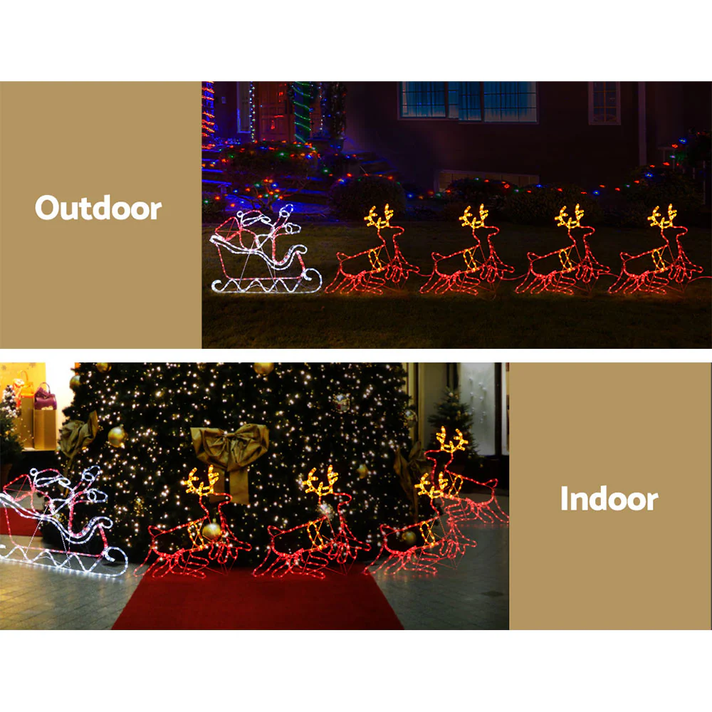 Christmas Lights Reindeer Sleigh 806 LED Decorations - Image 6