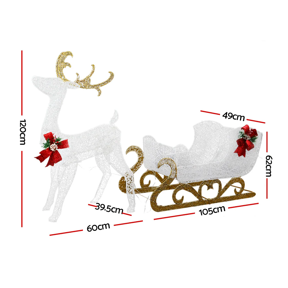 Christmas Lights Reindeer Sleigh215 LED Decorations - Image 2